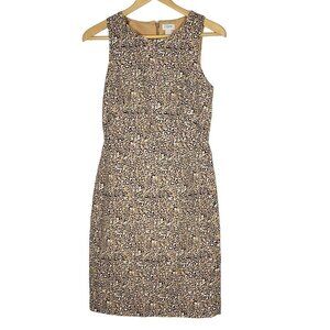 J. Crew Women's Basketweave Animal Print Sheath Dress Fully Lined Size 2